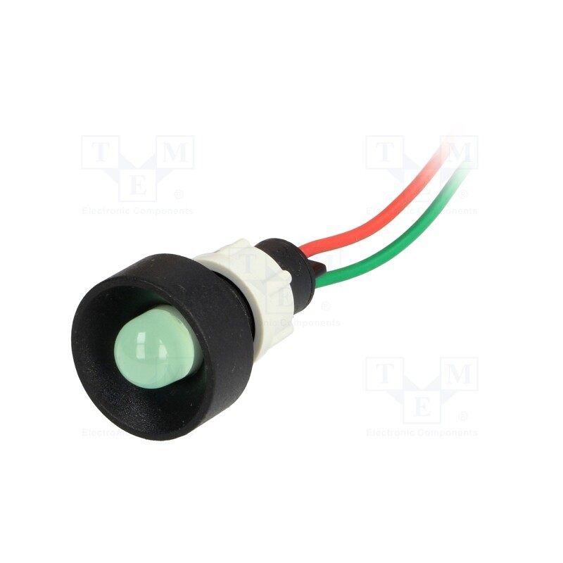 1 pcs x POLAM-ELTA - LG-D10-24AC/DC - Indicator: LED, recessed, green, 24VDC, 24VAC, Ø13mm, IP40, plastic