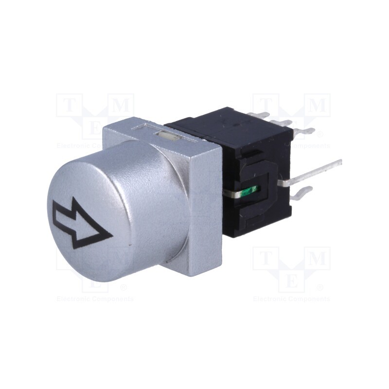 1 pcs x HIGHLY ELECTRIC - PB61302BL-3-105 - Switch: keypad, arrow, Pos: 2, DPDT, 0.1A/30VDC, silver, LED, green