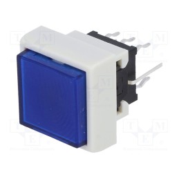 1 pcs x HIGHLY ELECTRIC - PB6133FBL-4 - Switch: keypad, Pos: 2, DPDT, 0.1A/30VDC, blue, LED, blue, THT, 1.5N
