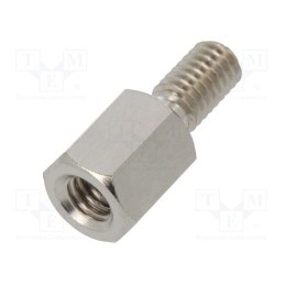 10 pcs x DREMEC - 213X06K - Screwed spacer sleeve, 6mm, Int.thread: M3, Ext.thread: M3, brass
