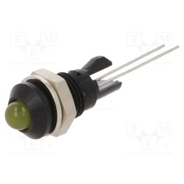 1 pcs x MENTOR - 2665.8073 - Indicator: LED, prominent, yellow, Ø8mm, for PCB, brass, ØLED: 5mm