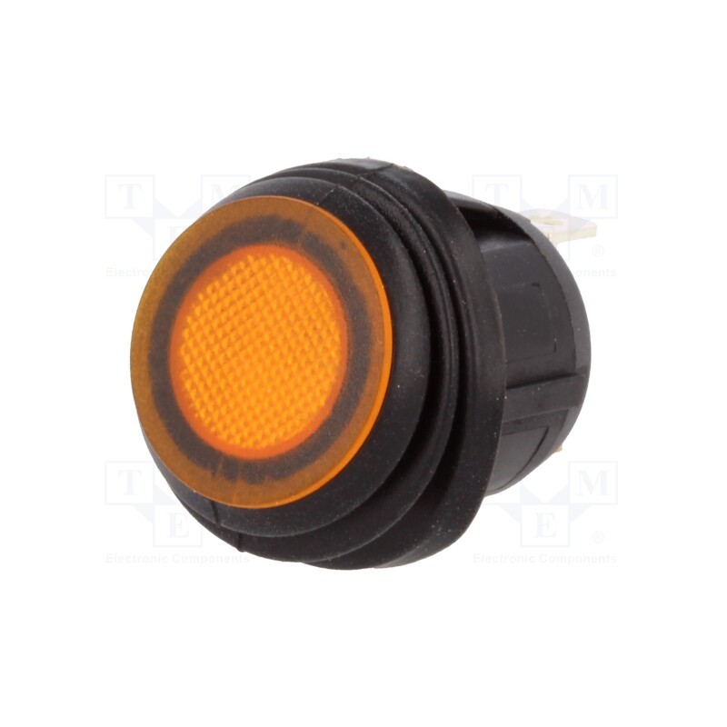 1 pcs x SCI - R13-112B8-02-BBY - ROCKER, SPST, Pos: 2, ON-OFF, 20A/14VDC, yellow, IP65, LED, 14V, 50mΩ