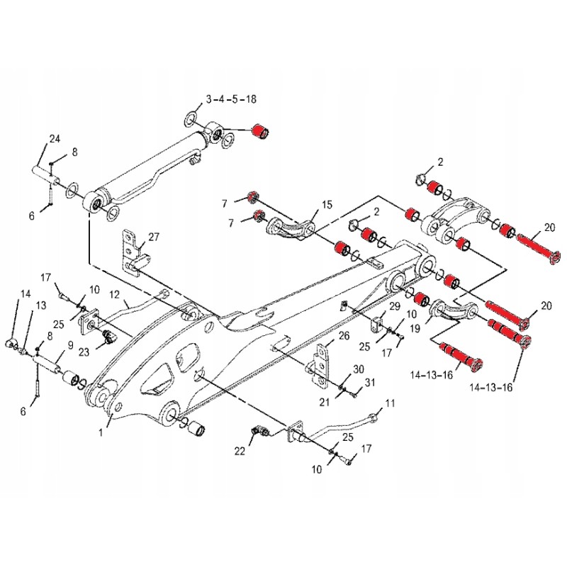 Kubota KX61 3-angle bucket pins and bushings set