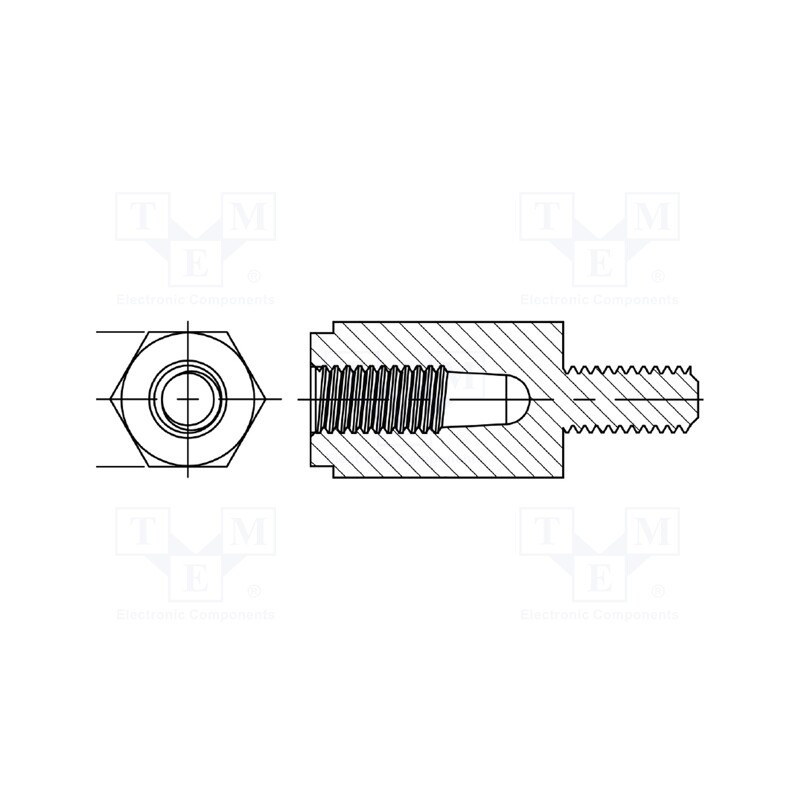 10 pcs x DREMEC - 8GG01V42180 - Spacer sleeve, hexagonal, polyamide 66, M2,5, M2,5, L: 8mm, black