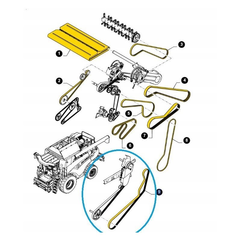 Feeder drive belt 4hb new holland cr 84582509 c