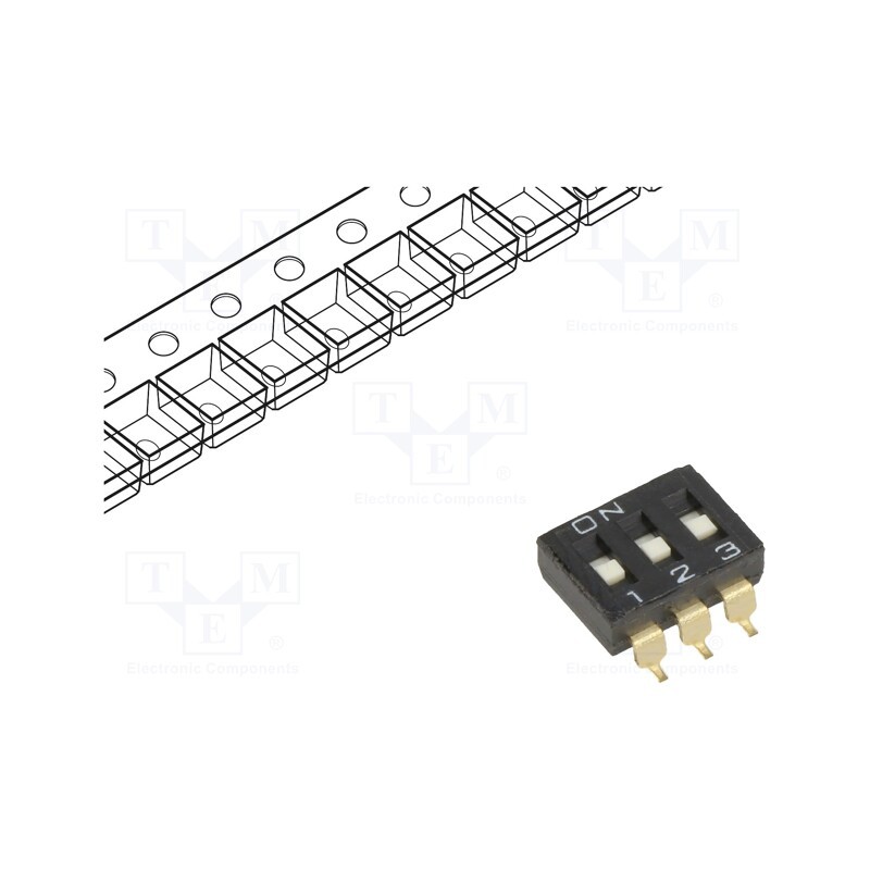 1 pcs x OMRON OCB - A6S-3101-PH - Switch: DIP-SWITCH, Poles number: 3, ON-OFF, 0.025A/24VDC, Pos: 2