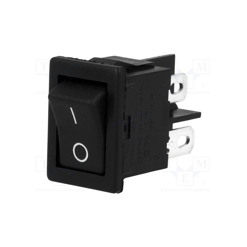 1 pcs x BULGIN - T8550VBBB076W - ROCKER, DPST, Pos: 2, ON-OFF, 10A/250VAC, black, none, Body: black