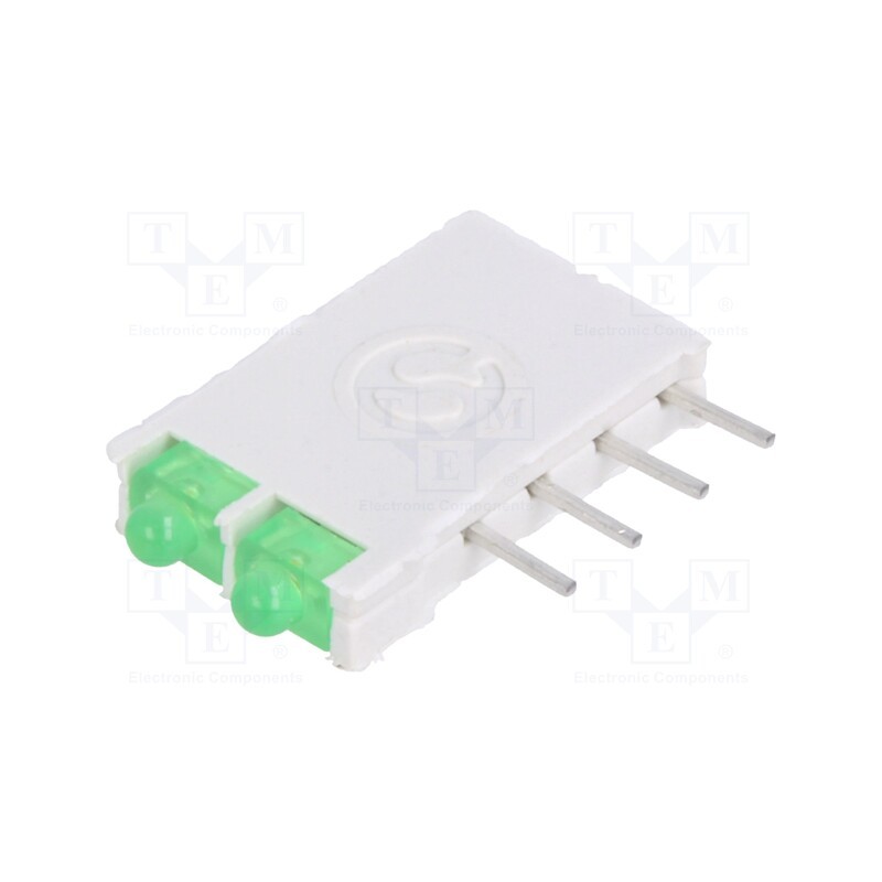 1 pcs x SIGNAL-CONSTRUCT - DBI01322 - LED, in housing, green, 1.8mm, No.of diodes: 2, 10mA, 38°, 2.1V
