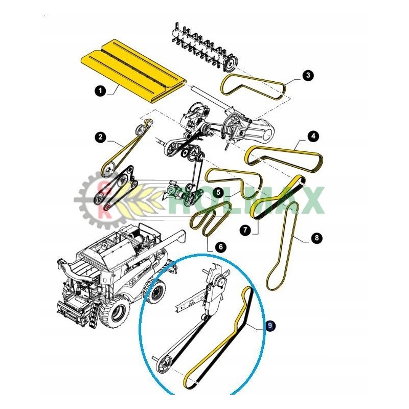 Feeder drive belt 4hb new holland cr 84582509