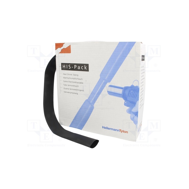 1 pcs x HELLERMANNTYTON - 300-31900 - Heat shrink sleeve, 2: 1, 19.1mm, L: 5m, black, cardboard packaging