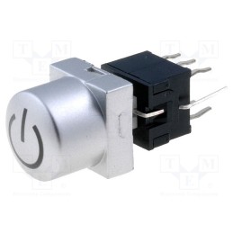 1 pcs x HIGHLY ELECTRIC - PB61302AL-3-101 - Switch: keypad, POWER, Pos: 2, DPDT, 0.1A/30VDC, silver, LED, green