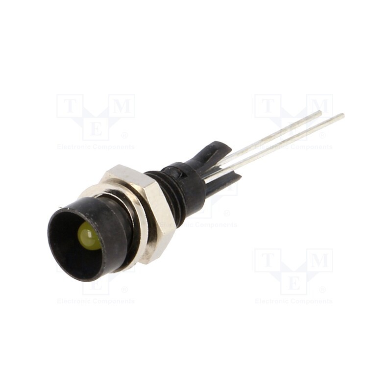 1 pcs x MENTOR - 2662.8073 - Indicator: LED, recessed, yellow, Ø6mm, for PCB, brass, ØLED: 3mm