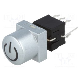 1 pcs x HIGHLY ELECTRIC - PB61302AL-1-101 - Switch: keypad, POWER, Pos: 2, DPDT, 0.1A/30VDC, silver, LED, red, THT