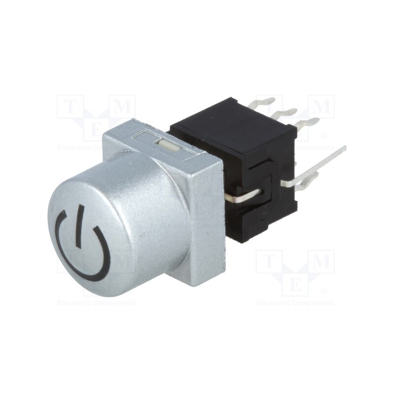 1 pcs x HIGHLY ELECTRIC - PB61302AL-1-101 - Switch: keypad, POWER, Pos: 2, DPDT, 0.1A/30VDC, silver, LED, red, THT