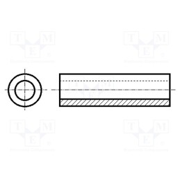 10 pcs x KEYSTONE - 2032 - Spacer sleeve, 15.88mm, cylindrical, brass, nickel, Øint: 4.32mm