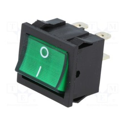 1 pcs x - RSSM2014C3GN - ROCKER, DPST, Pos: 2, ON-OFF, 6A/250VAC, green, neon lamp, 35mΩ