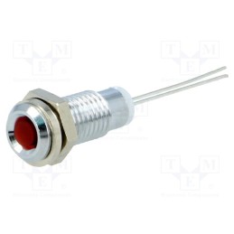 1 pcs x MENTOR - M.3030R - Indicator: LED, prominent, red, Ø6mm, for PCB, brass, ØLED: 3mm