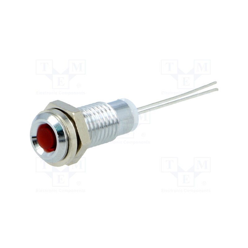 1 pcs x MENTOR - M.3030R - Indicator: LED, prominent, red, Ø6mm, for PCB, brass, ØLED: 3mm