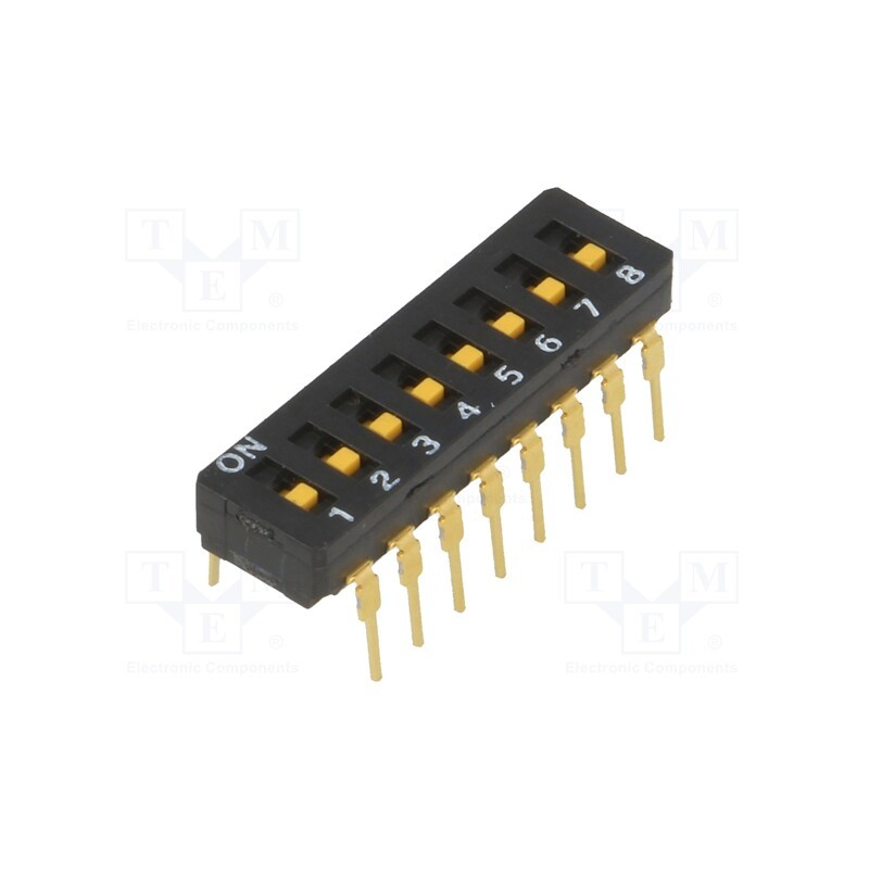 1 pcs x OMRON OCB - A6D-8100 - Switch: DIP-SWITCH, Poles number: 8, ON-OFF, 0.03A/30VDC, Pos: 2