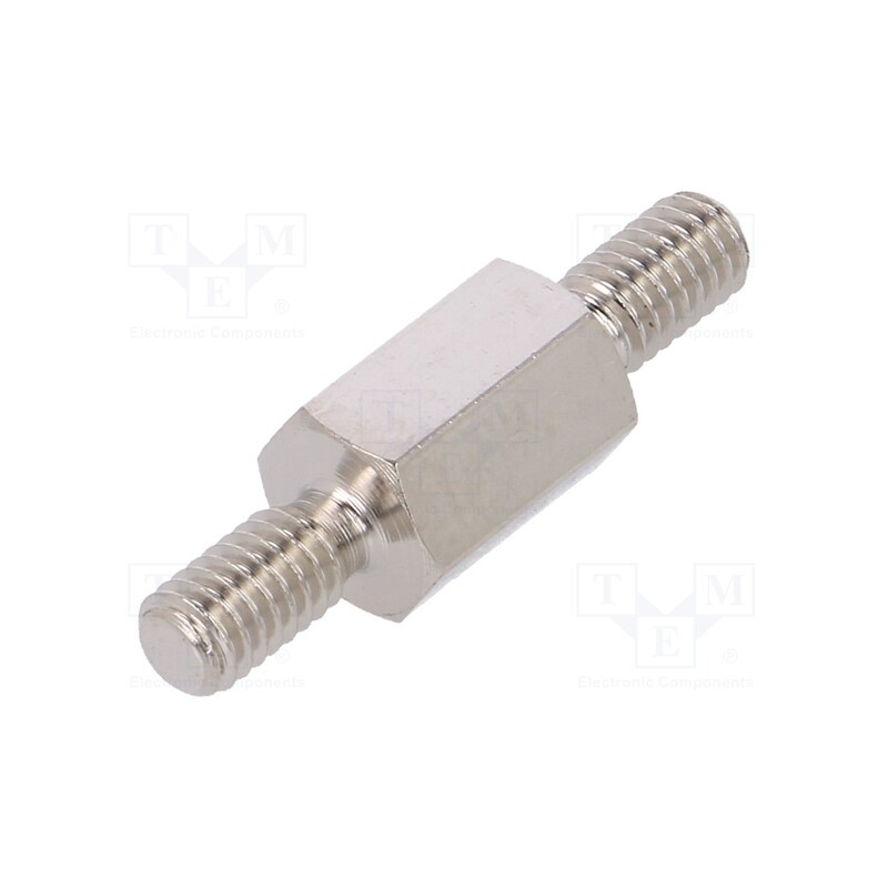 10 pcs x DREMEC - 416X10 - Screwed spacer sleeve, 10mm, Ext.thread: M4, hexagonal, brass