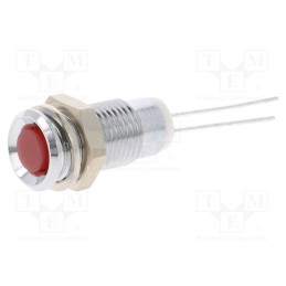 1 pcs x MENTOR - M.5030R - Indicator: LED, prominent, red, Ø8mm, for PCB, brass, ØLED: 5mm