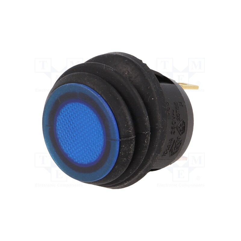 1 pcs x SCI - R13-112B8W-02-BUNN-0A-N2 - ROCKER, SPST, Pos: 2, ON-OFF, 10A/250VAC, blue, IP65, neon lamp, 50mΩ