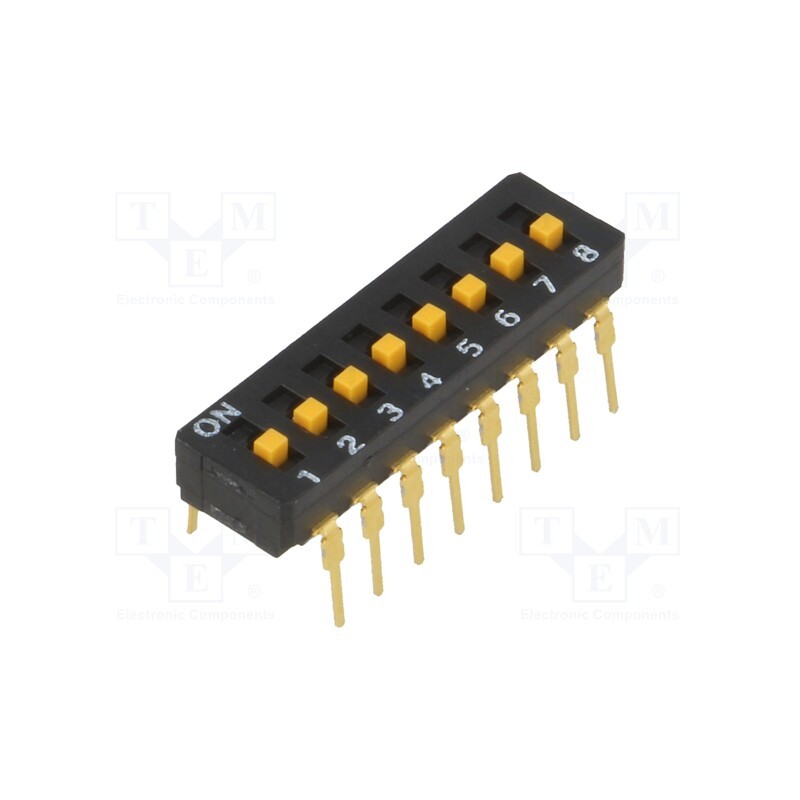 1 pcs x OMRON OCB - A6D-8103 - Switch: DIP-SWITCH, Poles number: 8, ON-OFF, 0.03A/30VDC, Pos: 2