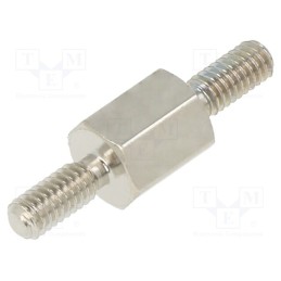 10 pcs x DREMEC - 412X06 - Screwed spacer sleeve, 6mm, Ext.thread: M2,5, hexagonal, brass