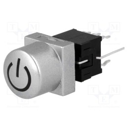 1 pcs x HIGHLY ELECTRIC - PB61302BL-3-101 - Switch: keypad, POWER, Pos: 2, DPDT, 0.1A/30VDC, silver, LED, green