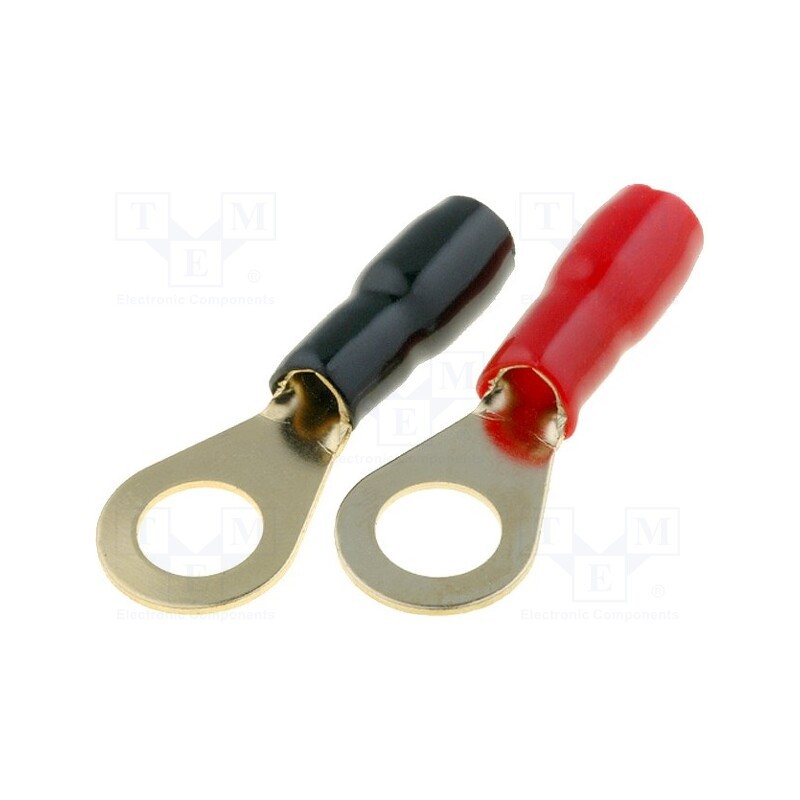 1 set x 4CARMEDIA - TERMINAL-RING-12G - Terminal: ring, M8, 4mm2, gold-plated, insulated, red and black