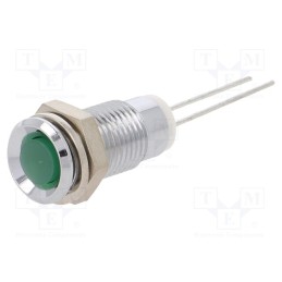 1 pcs x MENTOR - M.5030G - Indicator: LED, prominent, green, Ø8mm, for PCB, brass, ØLED: 5mm