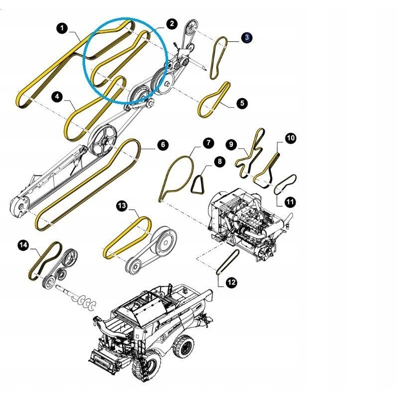 Header drive belt 3hb new holland case 84061279 1