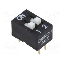 1 pcs x OMRON OCB - A6E2104N - Switch: DIP-SWITCH, Poles number: 2, ON-OFF, 0.025A/24VDC, Pos: 2