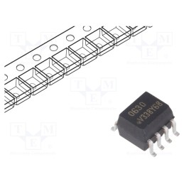 1 pcs x VISHAY - VO0630T - Optocoupler, SMD, Ch: 2, OUT: logic, 6kV, 10Mbps, SO8, VO06xxT