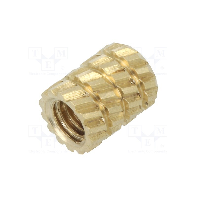 10 pcs x DREMEC - 11M2.5 - Threaded insert, brass, without coating, M2,5, L: 5.9mm