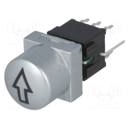 1 pcs x HIGHLY ELECTRIC - PB61302BL-3-107 - Switch: keypad, arrow, Pos: 2, DPDT, 0.1A/30VDC, silver, LED, green