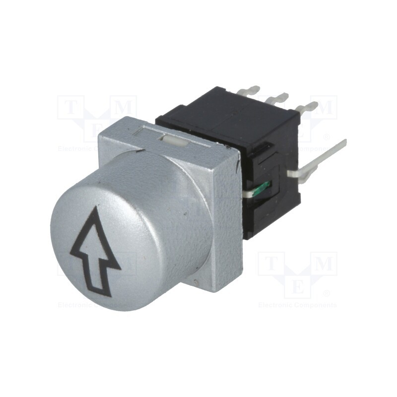 1 pcs x HIGHLY ELECTRIC - PB61302BL-3-107 - Switch: keypad, arrow, Pos: 2, DPDT, 0.1A/30VDC, silver, LED, green