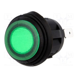 1 pcs x SCI - R13-112B8W-02-BGNN-0A-N2 - ROCKER, SPST, Pos: 2, ON-OFF, 10A/250VAC, green, IP65, neon lamp