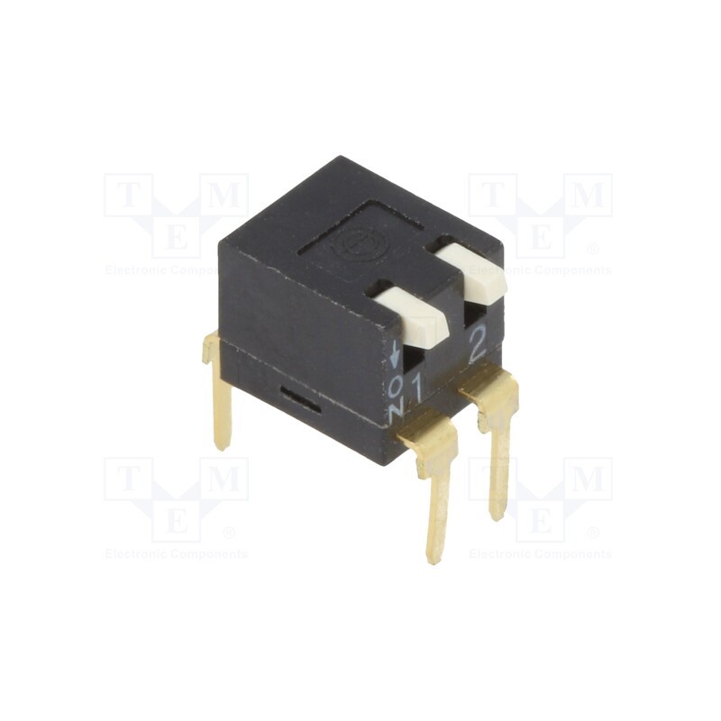 1 pcs x OMRON OCB - A6TR2104 - Switch: DIP-SWITCH, Poles number: 2, ON-OFF, 0.025A/24VDC, Pos: 2