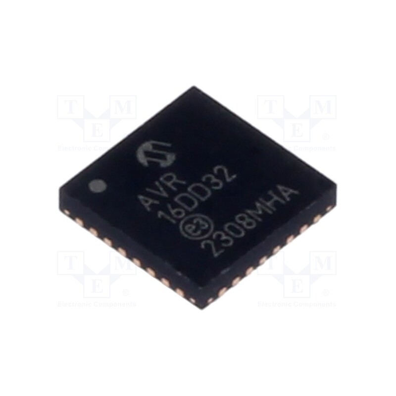 1 pcs x MICROCHIP TECHNOLOGY - AVR16DD32-I/RXB - IC: AVR microcontroller, VQFN32, 1.8÷5.5VDC, Ext.inter: 27, Cmp: 1