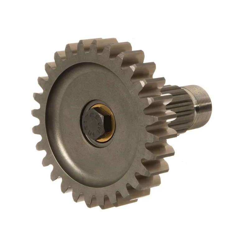 The shaft ends with a pinion