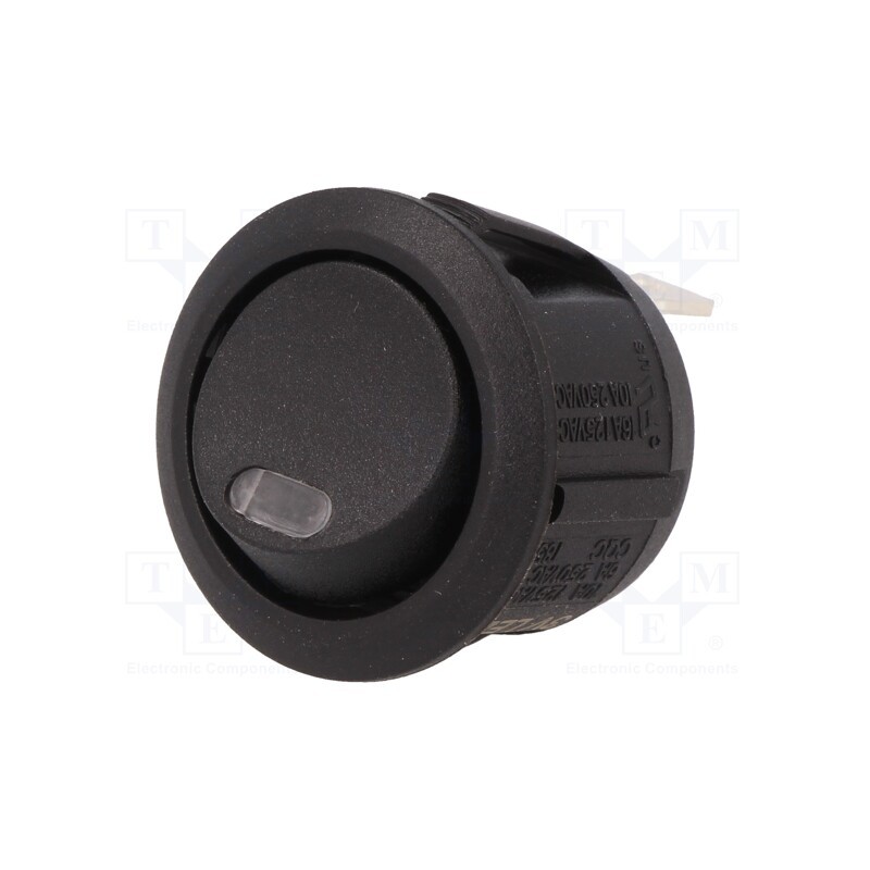1 pcs x SCI - R13-112L-02-BBCR-L3 - ROCKER, SPST, Pos: 2, ON-OFF, 10A/250VAC, black, LED, 3V, 50mΩ, round
