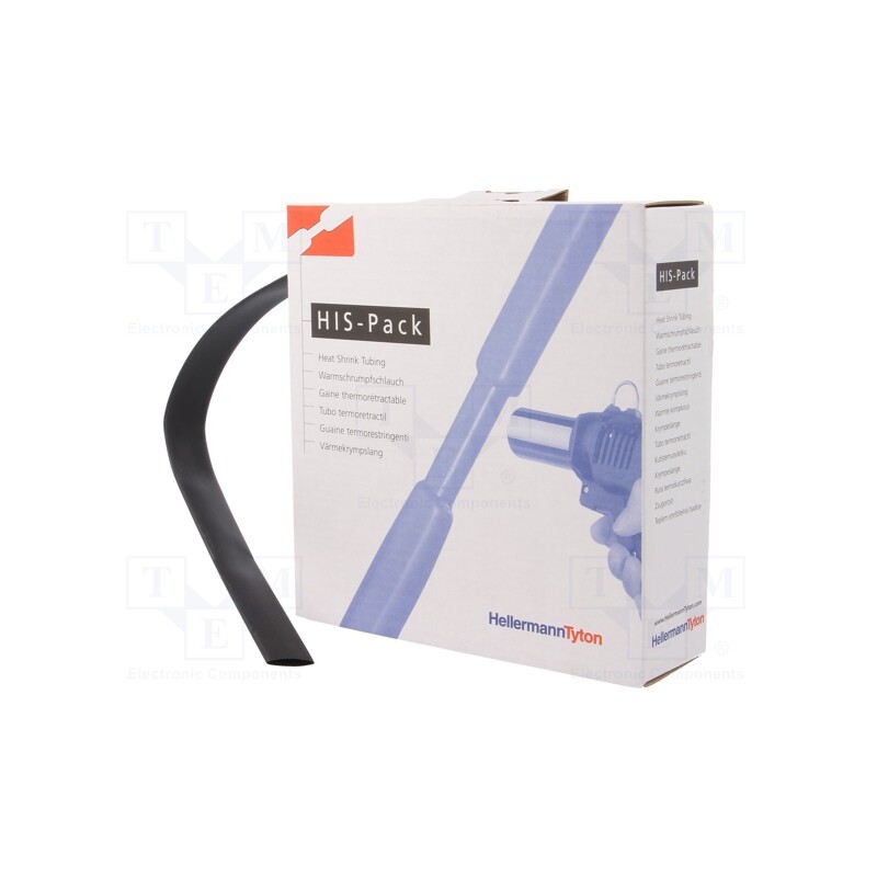 1 pcs x HELLERMANNTYTON - 300-31270 - Heat shrink sleeve, 2: 1, 12.7mm, L: 5m, black, cardboard packaging