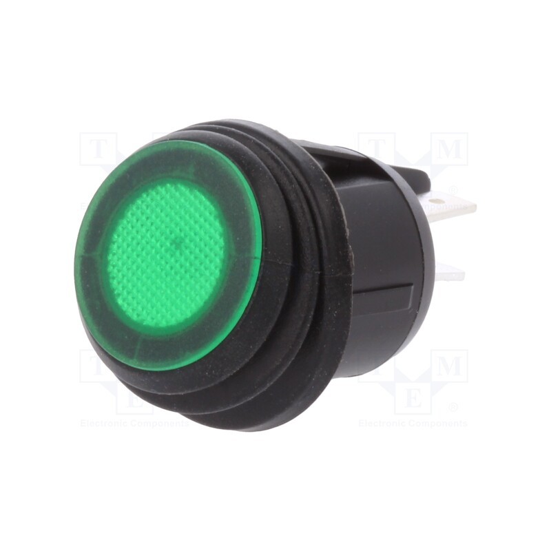 1 pcs x SCI - R13-244B8-02-BBG - ROCKER, DPST, Pos: 2, ON-OFF, 20A/12VDC, green, IP65, LED, 12VDC, 50mΩ