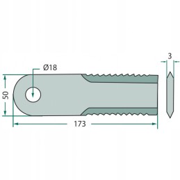 Granite grooved flail knife 525525100 25