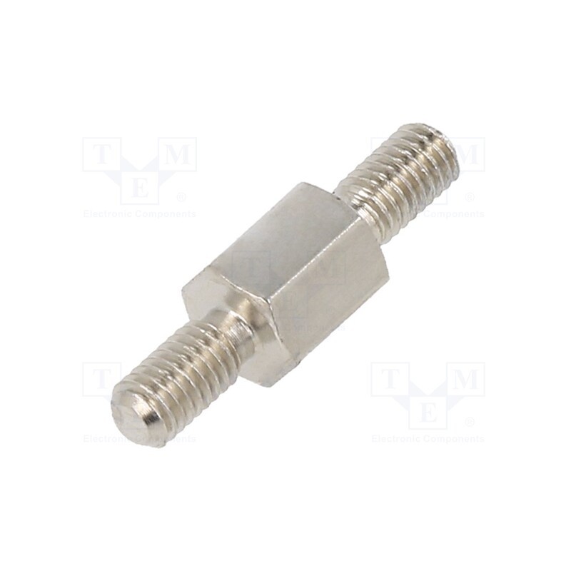 10 pcs x DREMEC - 413X06K - Screwed spacer sleeve, 6mm, Ext.thread: M3, hexagonal, brass