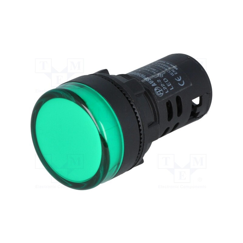 1 pcs x AUSPICIOUS - L22 220VAC G - Control lamp, 22mm, L22, -20÷60°C, Illumin: LED, 230V, Ø22.5mm, IP65