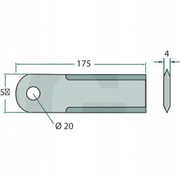 Smooth flail knife, set with sleeve
