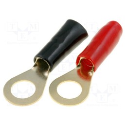 1 set x 4CARMEDIA - TERMINAL-RING-6G - Terminal: ring, M8, 16mm2, gold-plated, insulated, red and black