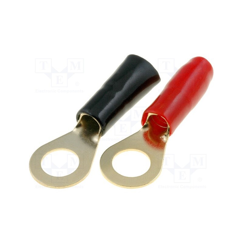 1 set x 4CARMEDIA - TERMINAL-RING-6G - Terminal: ring, M8, 16mm2, gold-plated, insulated, red and black